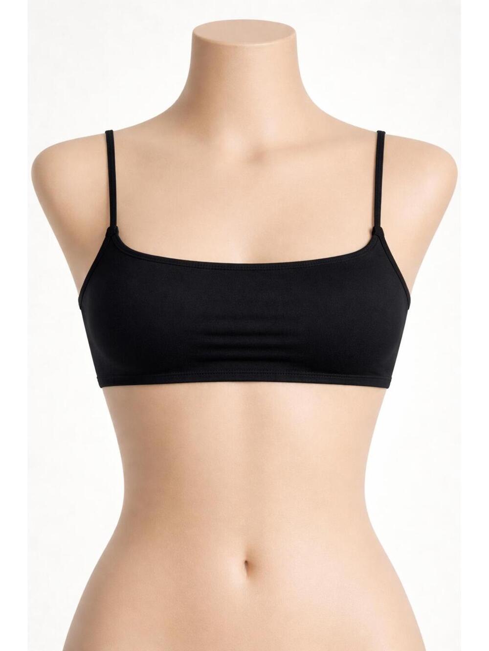 SKIMS Classic Swim Square Neck Scoop Top Black Sz XS NWT Adjustable Straps